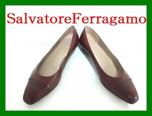 1999円SalvatoreFerragamo パンプス レザー ダークブラウン