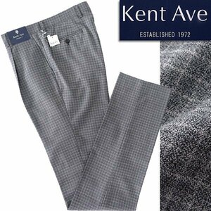 新品 ケントアヴェニュー メランジ チェック 1タック ウール スラックス 76(S) 灰 【P22471】 Kent Ave パンツ 秋冬 メンズ