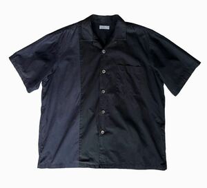 希少!! 名作!! 90s COMME des GARCONS HOMME コムデギャルソンオム 田中 オープンカラー 開襟 切替 半袖 シャツ アーカイブ ビンテージ