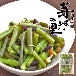 山菜ミックス 80g (みず・わらび・えのき・たけのこ・なめこが入った水煮)(芽ばえの里) 山菜独特の食感と風味がたまらない国産水煮。