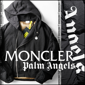 ■サイズL 新品【MONCLER GENIUS PALM ANGELS】モンクレールジーニアスパームエンジェルスロゴライダースパーカーバックダウンジャケットL