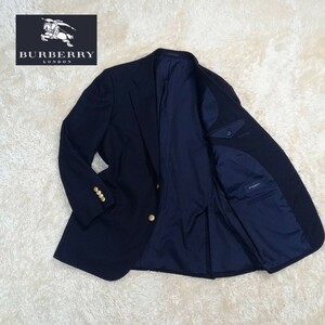 【極美品・希少】BURBERRY LONDON バーバリー ロンドン 紺ブレ 金ボタン シャドーホース テーラードジャケット ネイビー ホースロゴ 日本製