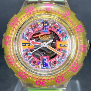 美品 SWATCH スウォッチ SCUBA200 スクーバ200 AG1994 腕時計 アナログ クオーツ 3針 スケルトン ラバーバンド 電池交換済み 動作確認済み