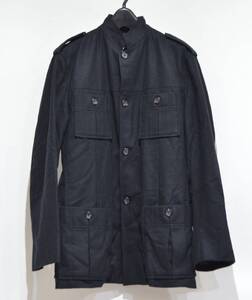 JIL SANDER ジルサンダー エポレット ミリタリー ウール シャツ ジャケット ブラック 44 Y-329286