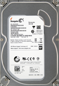 Seagate ST500DM002-1BD142 DP/N 09CF26 3.5インチ SATA600 500GB 1042回 15274時間