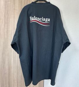 正規品 BALENCIAGA POLITICAL CAMPAIGN Tシャツ LARGE FIT バレンシアガ メンズ ブラック 1円スタート