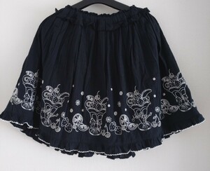 メゾピアノ 150(140) 刺繍スカート フレアスカート 黒 ブラック