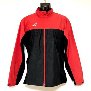 美品☆YONEX/ヨネックス☆レインウェア☆撥水/防水☆ジャケット/ウインドブレーカー/ジャージ/バドミントン/赤×黒/L