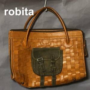 robita ロビタ メッシュレザー ブリーフケース/トートバッグ/イントレチャート 編み込み 本革