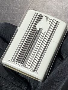 zippo ホワイト バーコード 前面加工 希少モデル 2017年製 シルバーインナー 2017年製