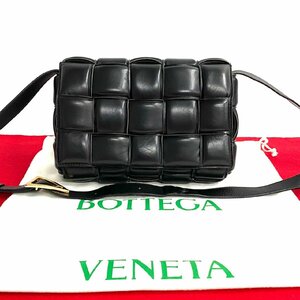 極 美品 希少品 BOTTEGA VENETA ボッテガヴェネタ パデット カセット レザー 本革 ミニ ショルダーバッグ ポシェット ブラック 33973