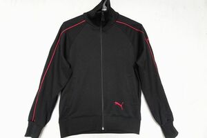 PUMA/プーマ/PMT-322/長袖トラックジャケット/ジャージ素材/前ジップアップ/赤パイピングライン2本/スポーツ/黒/ブラック(6/14R5)