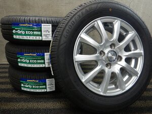 新品夏タイヤ J2T7985■165/70R14 GOODYEAR E-Grip ECO EG02 Weds 5J 4H PCD100★条件付送料無料★フィット アクア ヴィッツ パッソ