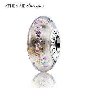 ATHENAIE パンドラ適合 ビーズチャーム シルバー925 ムラーノガラス Murano 925Silver Charm Bead Fit Pandora クリアーC