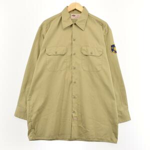 古着 ディッキーズ Dickies 長袖 ワークシャツ メンズL /eaa287707 【LP2401】