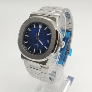 新品 自動巻 ノーロゴ ラグスポ ダークブルー MIYOTA8215 メンズ腕時計 機械式 シースルーバック