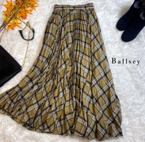 ●【Ballsey】 ボールジィ ロングスカート プリーツスカート チェックスカート マキシ丈 レディース 美品●