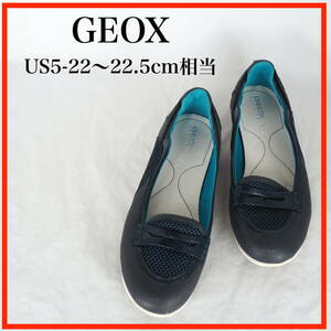 MK7698*GEOX*ジェオックス*レディースバレエシューズ*US5-22〜22.5cm相当*紺