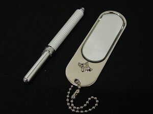 ■美品■ MIKIMOTO ミキモト 本真珠 アコヤ真珠 パール 約4mm リップブラシ ミラー 2点セット シルバー系×ホワイト系 DF6595