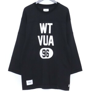 WTAPS QB / LS / RACO. ERA フットボールシャツ 03 ブラック 241ATDT-CSM18 ダブルタップス ロゴプリント 長袖カットソー Tシャツ ロンt