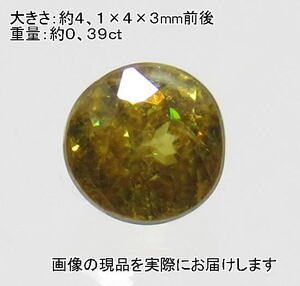 (値下げ価格)NO.2 ゴールデンスフェーン ラウンドルース(宝石名スフェーン)(ナミビア産)(4ｍｍ)＜永久不変・改革＞天然石現品