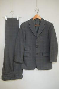 A387/訳アリ 秋冬 総裏 BURBERRY BLACK LABEL バーバリー チェック シングル3Bスーツ ジャケット セットアップ 上下165 36黒/日本製 メンズ