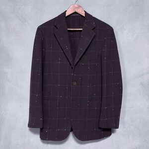 SOVEREIGN × MARLING&EVANS ソブリン × 英国生地 ウール ヘリンボーン ウインドウペーン 3B テーラードジャケット size.46(M) ブラウン