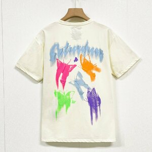 個性ヨーロッパ製※定価2万◆ブルガリア発※RISELIN 半袖Tシャツ 綿100％ 薄手 カラフル 蝶 T-shirt カットソー リラックス 男女兼用 M/46