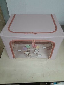 棚４】未使用 希少 ふくふくにゃんこ 窓付き収納BOX ピンク 収納 ケース Fuku Fuku Nyanko 布団 毛布 夏服 冬服 おもちゃ 長期保管 現状