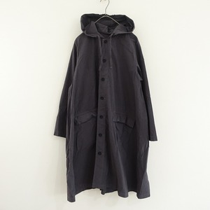 ネストローブ nest Robe *コットンリネンフーディロングコート*FグレーネイビーAライン無地薄手(jk33-2410-603)【22K42】