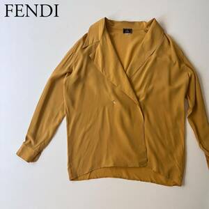 FENDI フェンディ シャツ　ブラウス 長袖　オープンカラー ダブルブレスト　薄手 vintage ヴィンテージ レディース