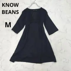 ＊KNOW BEAMS＊深めのVネックワンピース チュニック ストレッチ 黒