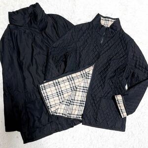 ★40サイズ★ バーバリーロンドン ライナー付き ステンカラーコート 黒 キルティングジャケット 3WAY BURBERRY LONDON H5