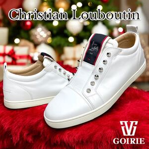 【現行品/極美品】Christian Louboutin クリスチャンルブタン F.A.V Fique A Vontade スニーカー サイズ41.5 カーフレザー 棘 スタッズ 白