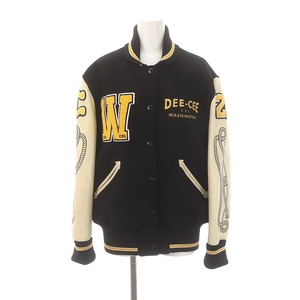 未使用品 ワシントンディーシー Deuxieme Classe取扱い 22AW Varsity ジャケット スタジャン ブルゾン 38 黒 黄 アイボリー