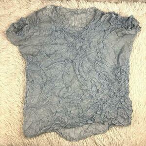 ISSEY MIYAKE イッセイミヤケ 半袖 Tシャツ カットソー トップス ブラウス シャツ メレンゲシワ加工 水色 IM94-FJ628 Mサイズ レディース