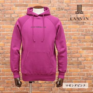 1円/LANVIN COLLECTION/48サイズ/日本製パーカー スウェット レタード プリント ラグラン ストリート サーフ 新品/マゼンダピンク/ib174/