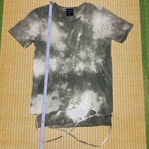 ミハラヤスヒロ ブリーチ クラッシュ ダメージ加工 デストロイ Tシャツ S カットソー MIHARA YASUHIRO タイダイ 総柄 変形デザイン Y2K