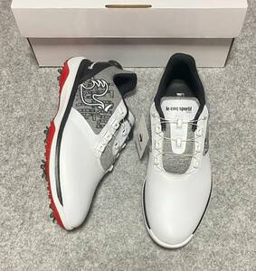 新品◇le coq sportif GOLFルコックスポルティフ ゴルフ◇27.0.㎝◇ゴルフシューズダイヤル式 ◇スパイクタイプ/幅3E