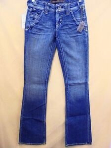 s29 定価￥26,040 メキシコ製 未使用 YANUK ヤヌーク ジーンズ size24 ブーツカット フレア ローライズ デニム ダメージ加工 アウトレット