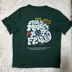 メンズ レディース ロゴTシャツ 半袖 オーバーサイズ 3XL 濃いグリーン