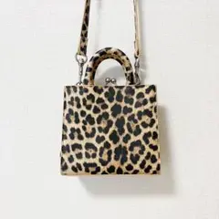 【美品】moussy レオパード ヒョウ柄 がま口 バッグ ショルダーバッグ