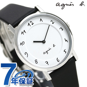 アニエスベー 時計 レディース マルチェロ FCSK930 agnes b. ホワイト×ブラック 腕時計 革ベルト