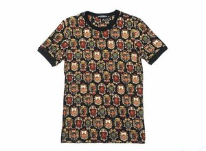 使用僅か 極美品 DOLCE & GABBANA ドルガバ エンブレム 総柄 プリント Tシャツ マルチカラー 紋章 メンズ 44 カットソー