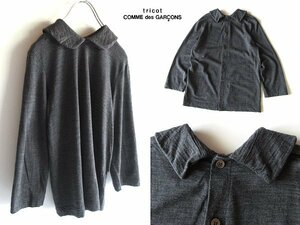 tricot COMME des GARCONS トリココムデギャルソン 2009AW 前後2WAY ウール ニット 丸襟シャツ FREE チャコール ネコポス対応 コムコム