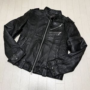 和542★ MK MICHEL KLEIN homme エムケー ミッシェルクラン オム 羊革 ラムレザー レザージャケット ライダースジャケット 46 ブラック