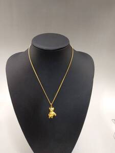 1030-0019　 中古★宝石 ジュエリー jewelry　ベアー　クマ　ゴールド　ネックレス 　ケース付き