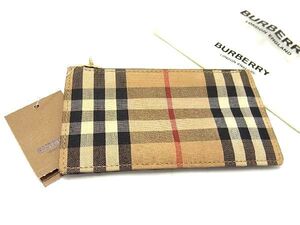 ■極美品■ BURBERRY バーバリー ノバチェック キャンバス×レザー コインケース カード入れ 小銭入れ ベージュ系×ブラック系 CA7756