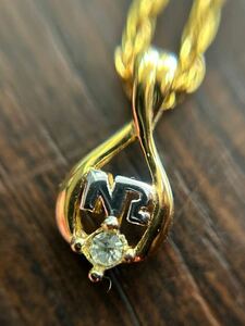 ニナリッチ　NINA　RICCI　NRロゴ　　ラインストーン　チェーン　ネックレス　ゴールドカラー