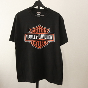 W543 2009年製 USA製 ハーレーダビッドソン 半袖プリントTシャツ■00s 表記Lサイズ 黒 ブラック アメカジ ストリート 古着 激安 古着卸 